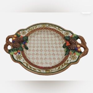 Fitz and Floyd Festive Pinecone Serving Platter - Multicolor